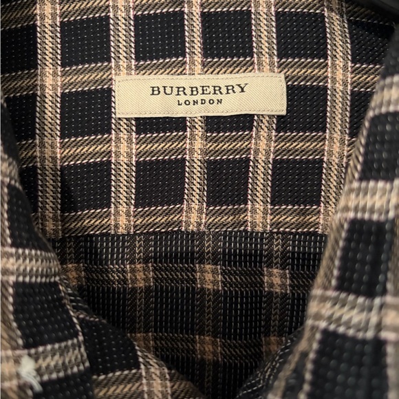 Burberry Black and Tan Checkered Men's Shirt Size L - Picture 3 of 5